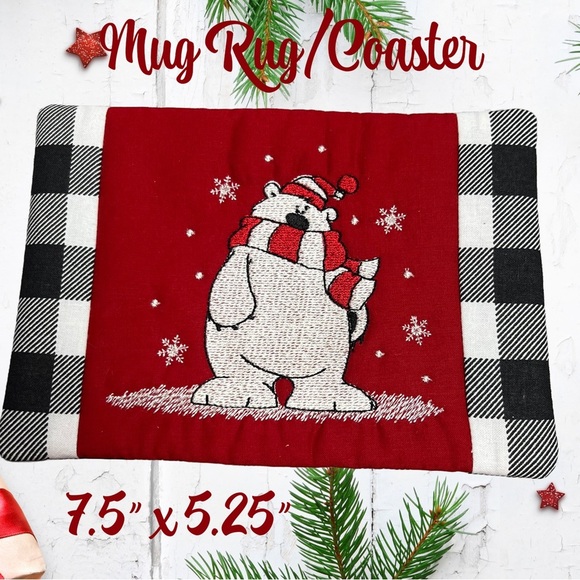 Hand Crafted Mug Rug Coaster Embroidered Cotton Fabric Padded Absorbs Liquid - Picture 10 of 11